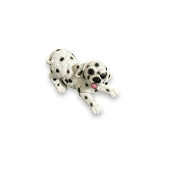 Vintage Adorable Dalmatian Spotted Coach Dog Puppy Sitting Figurine Resin Glass - Picture 9 of 10